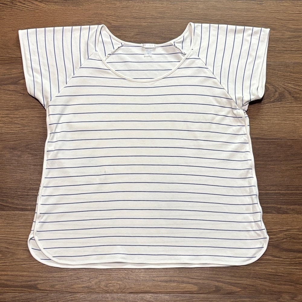 Lake Pajamas White Blue Stripe Lounge Sleep Top Women’s Size L